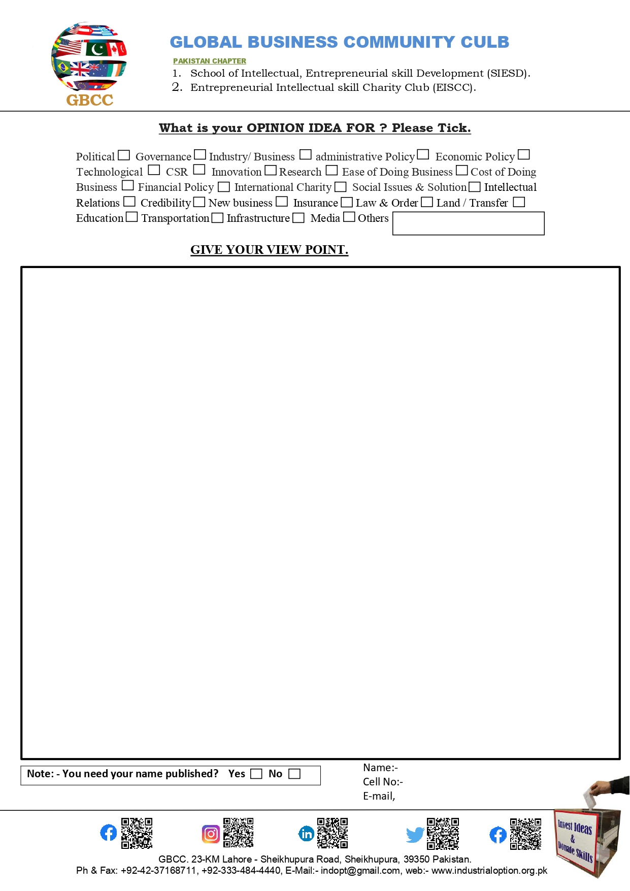 GBCC idea form